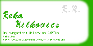 reka milkovics business card